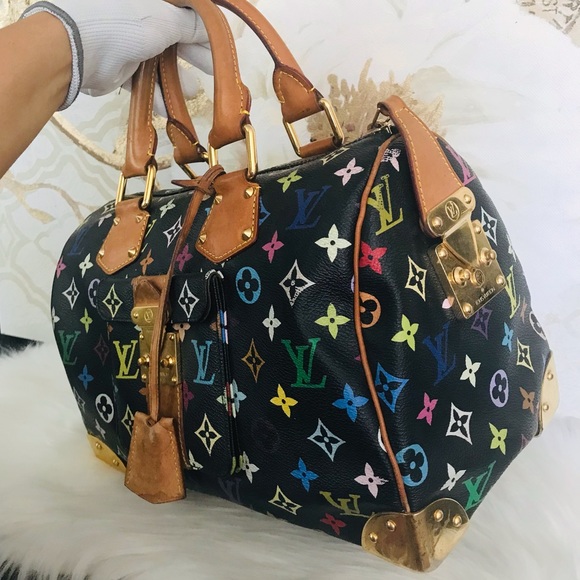 🌺Louis Vuitton Murakami Multicolor black Speedy30 - Picture 9 of 16